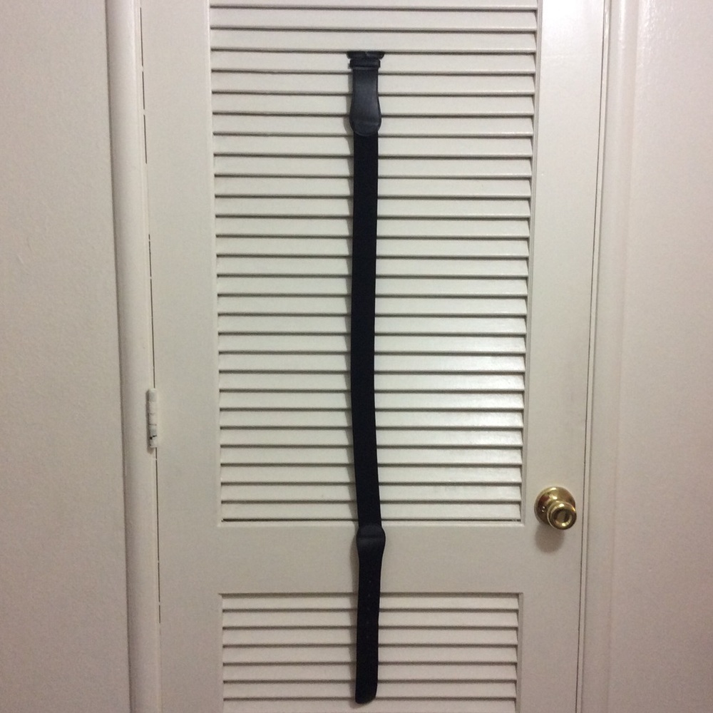 Black leather belt.